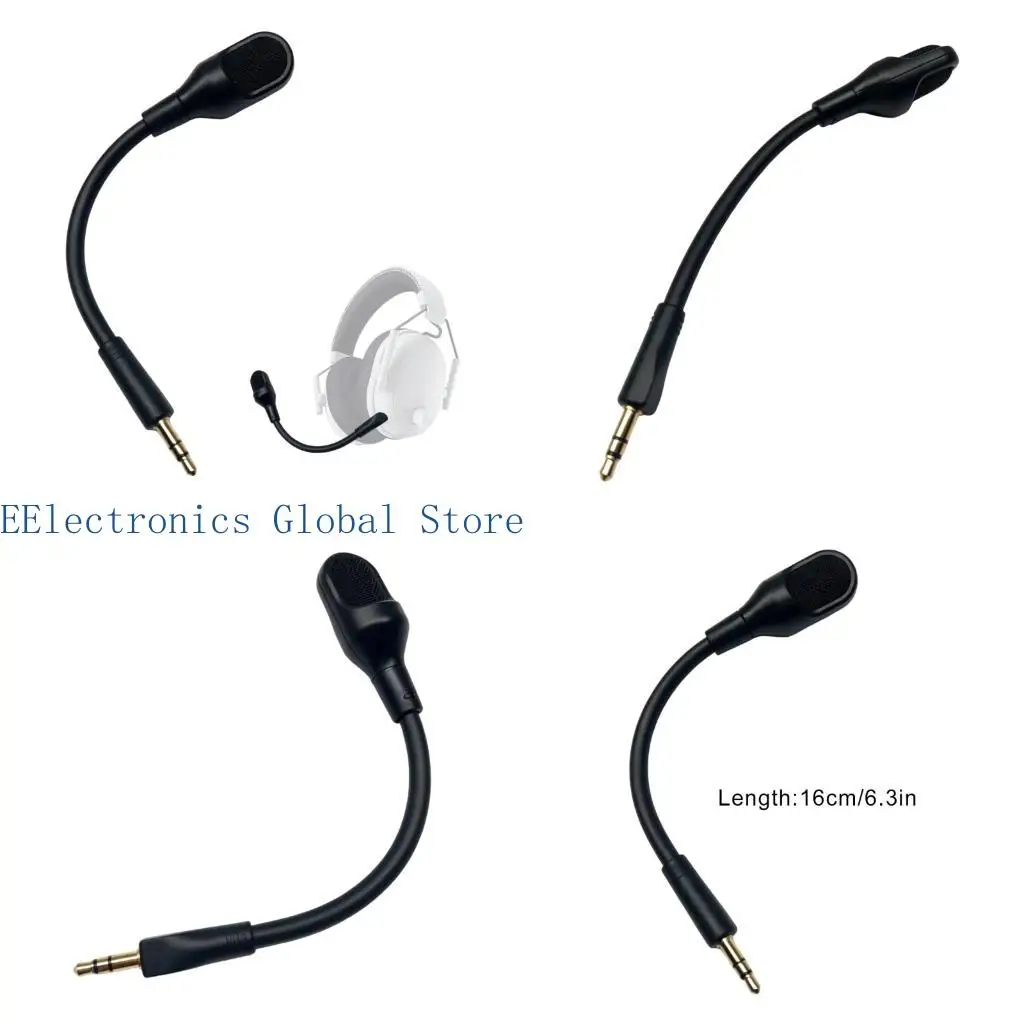 462B Replacement Boom Microphone 3.5mm Detachable with Black ABS Body, Gold-Finished Three-Contact Interface, Direct
