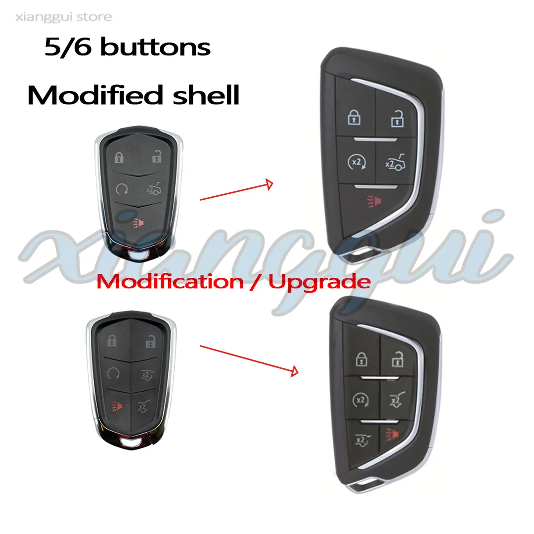 Upgrade 4 5 6 Buttons Modified Car Key Housing Key Case Shell for Cadillac Xt5 XTS CTS SRX ATSL XT4 CT6 ATS Escalade ES