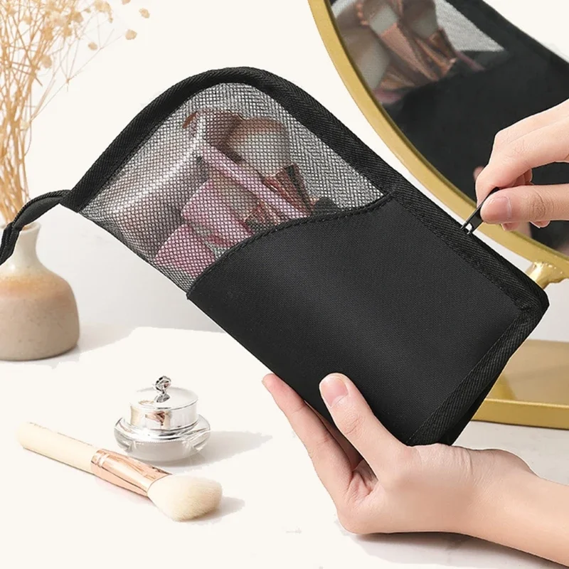 Bolsa para brochas de maquillaje de viaje, soporte para brochas cosméticas portátil, organizador, bolsa para brochas de maquillaje de pie, bolsa de aseo con cremallera