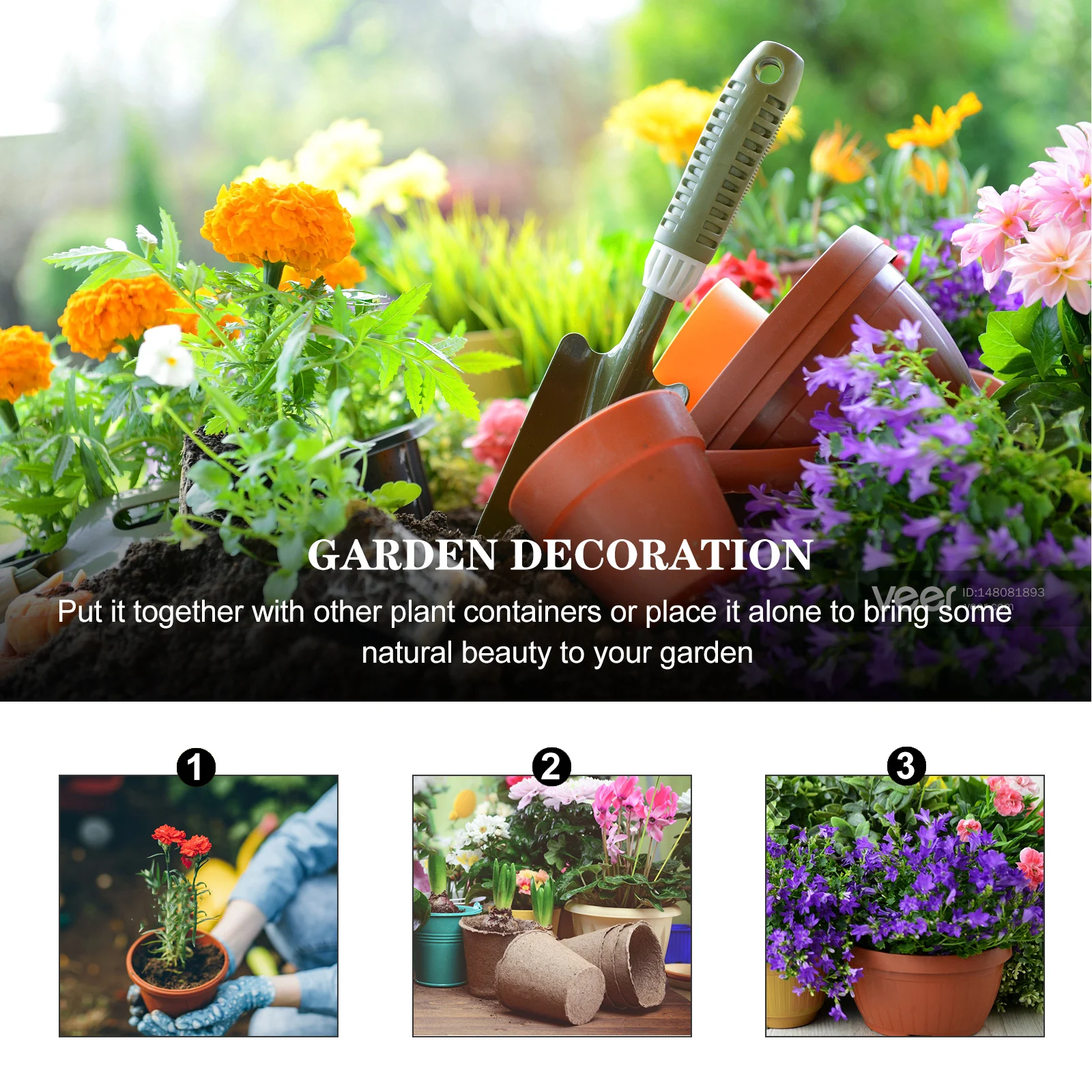 

400mm Oval Flowerpot Set for Cactus Gardening Plant Container Plastic Pots Balcony Window Decor Garden