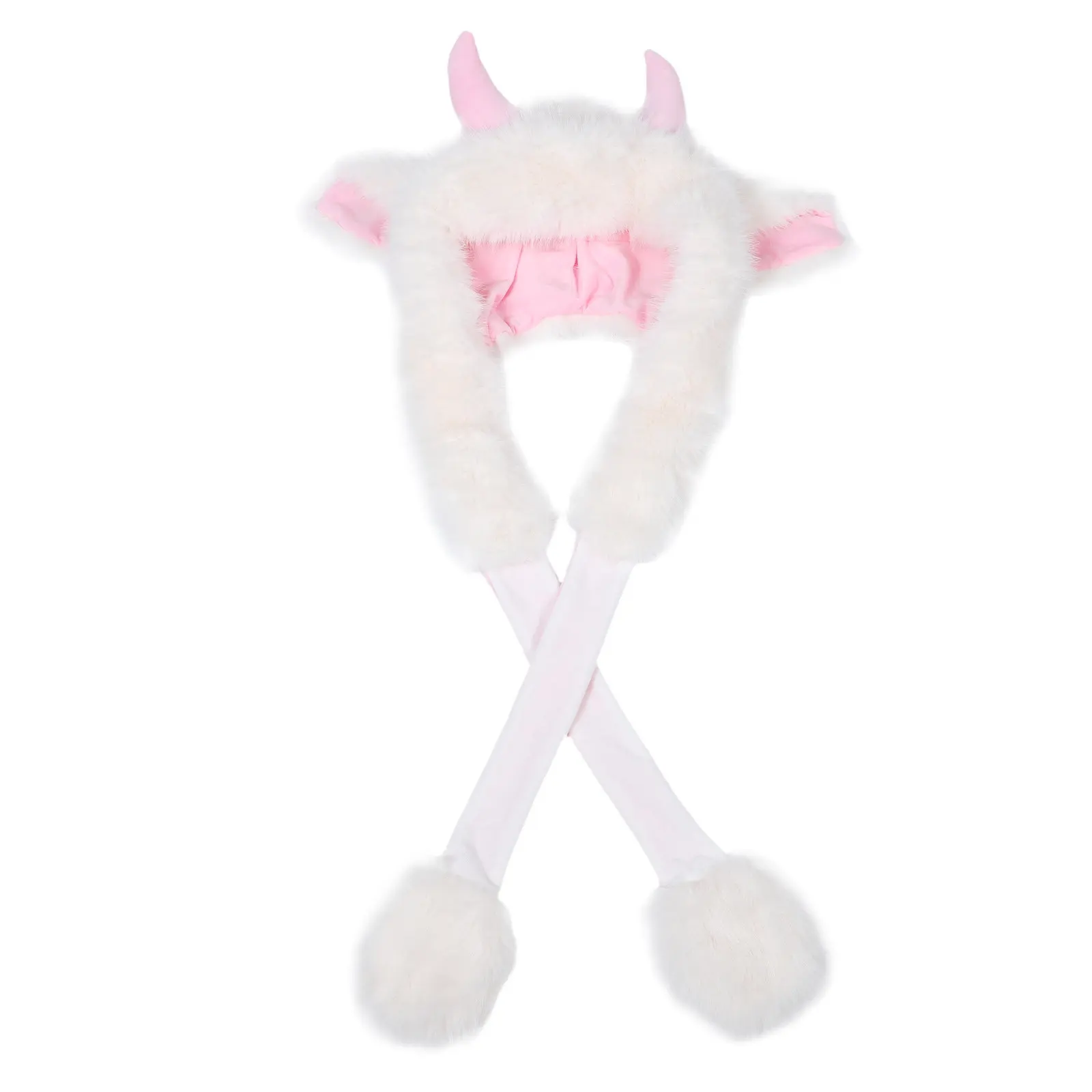 

Winter Soft Hat Ox Horn Scarf Design Kids Adults Warm Animal Costume Cap Party Beanie Adorable Hat Scarf Beanies for Teen