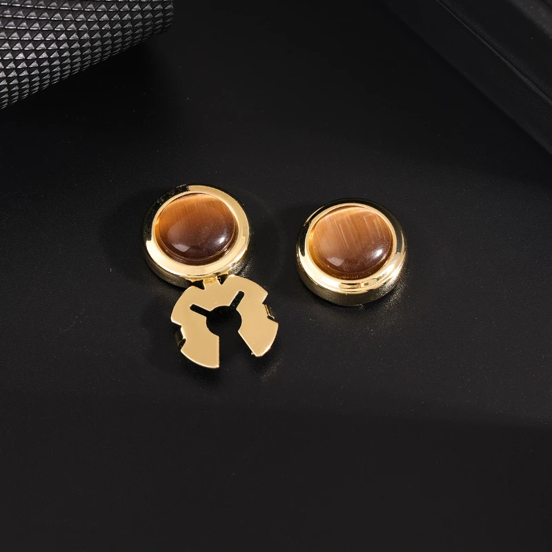Hochwertige runde Opal-Manschettenknöpfe für Damen, französische Mode, Business, Bankett, Hochzeit, Hemdknöpfe, luxuriöse Schmuckaccessoires – Detail 3