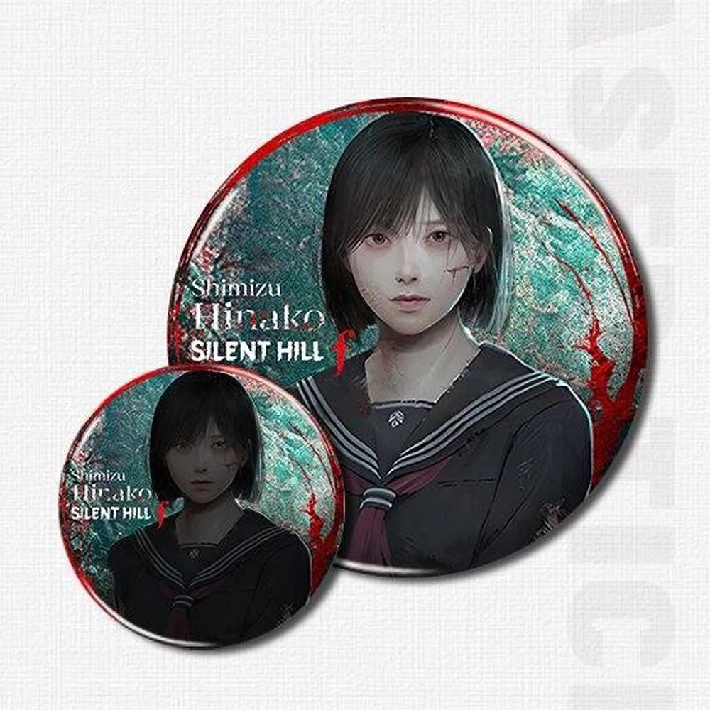 Game SILENT HILL f Shimizu Hinako Cosplay Laser Ticket Badge Metal Brooch Collectible Pins Halloween Party Art Paper Props