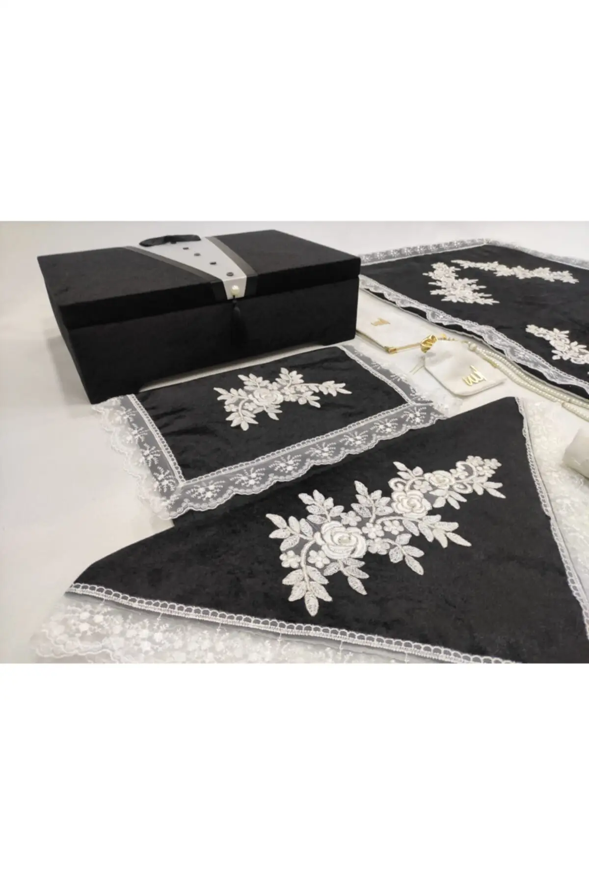 

DOLBOVI black groom 8 piece crate set velvet bohemian set Meditation Rug