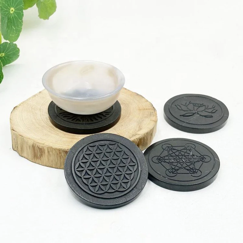 CHENYISHI 50%-70% Carbon Shungite Custom Wholesale Coaster Water CupMmat SetTea Drink Shungite Coasters