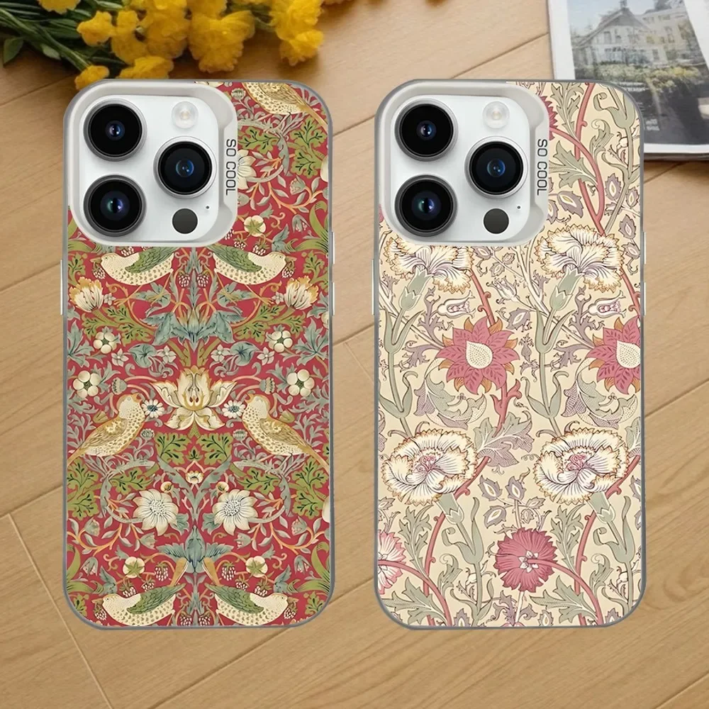 

William Morris Strawberry Phone Case For iPhone 16,15,14,13,12,11,Mini,Pro,SE,MAX White Matte Shockproof Cover