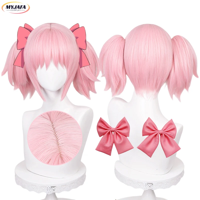 

Kaname Madoka Wig Puella Magi Madoka Magica Cosplay Wig 30cm Pink Hair With Double Ponytails Heat Resistant Hair Wigs + Wig Cap