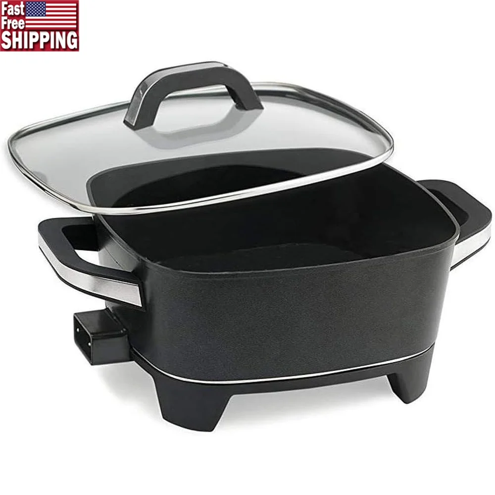 

Electric Skillet 12 Inch Non-Stick Die Cast Deep Cooking Surface Adjustable Temperature Control Glass Lid Heat Resistant Handles