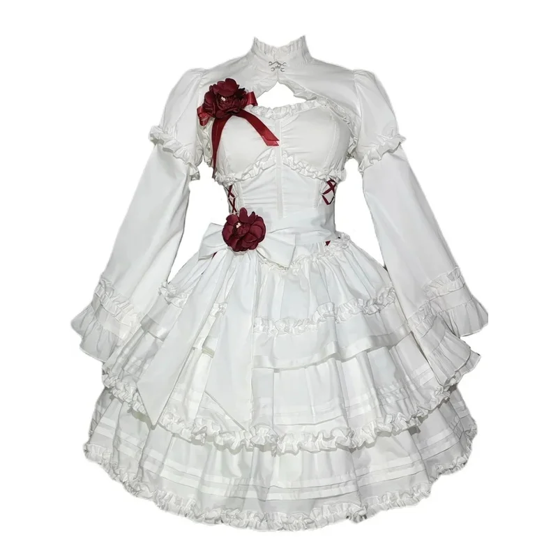 Vestido Rojo de princesa Lolita, traje de princesa Kawaii, estilo Palacio, lazo de encaje, hada, Cosplay, gótico, fiesta, Mini vestidos, traje Lolita Jsk