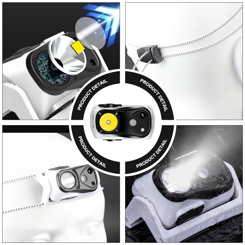 Faro ABS para exteriores, lámpara ajustable, Sensor de alto brillo, carga USB, resistente al agua, multifunción de 180 grados, para pesca y montar