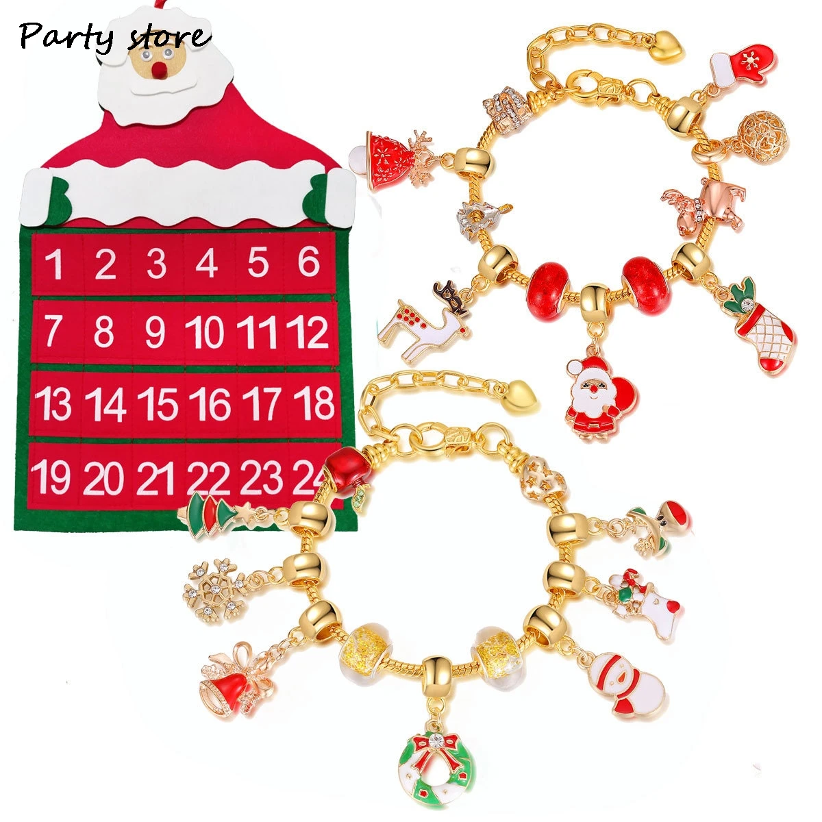 Advent Calendar Cutdown Calendar Christmas Ornaments Gifts Advent Calendar Cloth Bag Bracelet Necklace Beaded diy Gift Set 2024