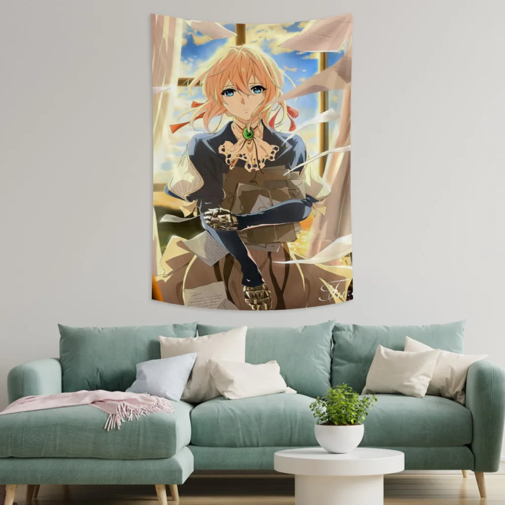 Violet Evergarden Fabric Tapestry    for Wall Bedroom Room Decorating Items