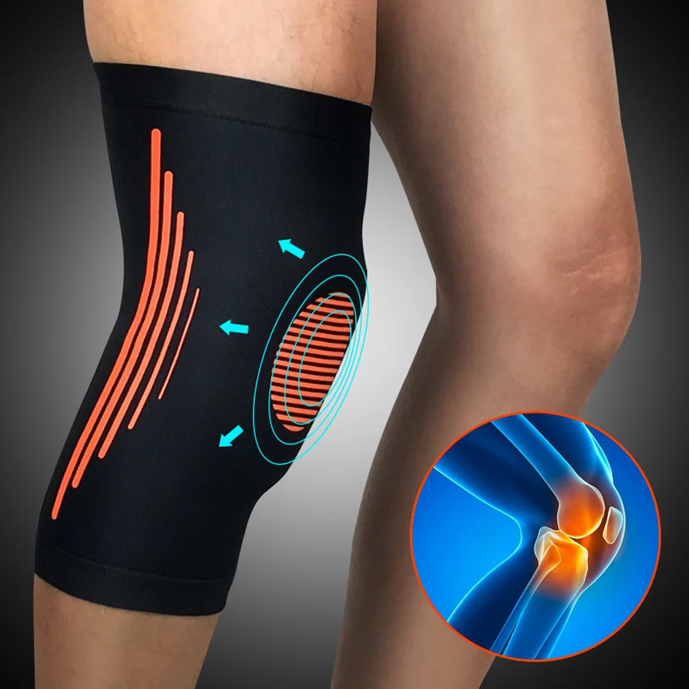 

Compression Knee Brace Injury Recovery Training Pads Size M Black Orange Non Slip Breathable Support Brace for Running Sports