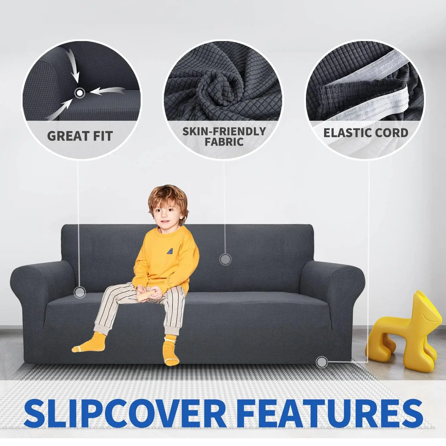 1pc Jacquard Sofa Slipcover Twill Pattern Elastic Sofa Covers Furniture Protector for Bedroom Office Living Room Home Decor
