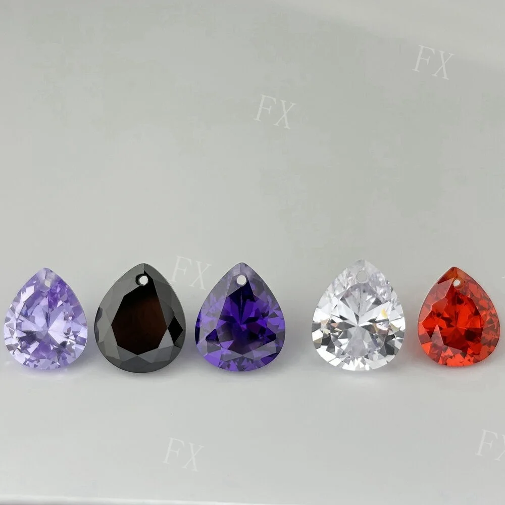 Multicolour Pear Single Hole Beads Cubic Zirconia Stones AAAAA Loose Cubic Zirconia Stone Jewelry Make