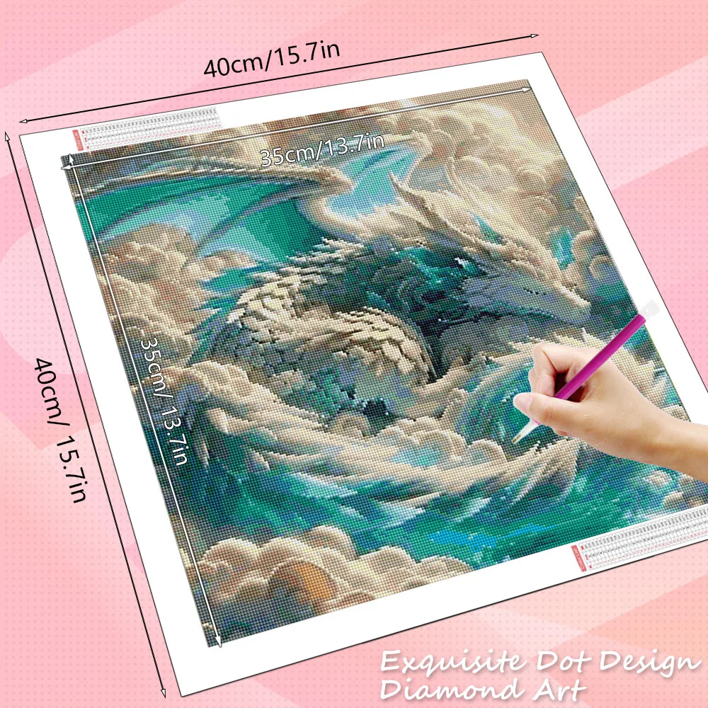 HUACAN Diamond Painting Kits Dragon Animal 5D Diy Diamond Mosaic Picture For Home Decoration Full Drill