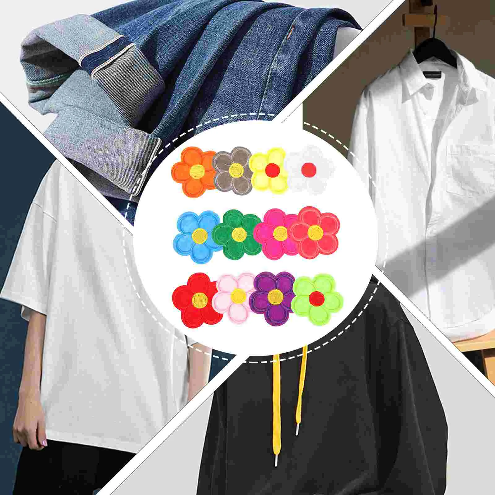 12 Pcs Decorate Embroidered Cloth Patch Hat Patches Polyester Thread Sew Flower Iron