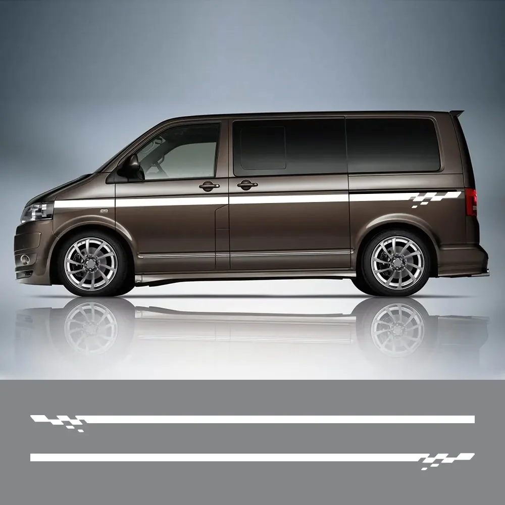 

2PCS Car Stickers Camper Van Side Racing Stripes Graphics Vinyl Film Decals Accessories For Volkswagen VW Transporter T4 T5 T6