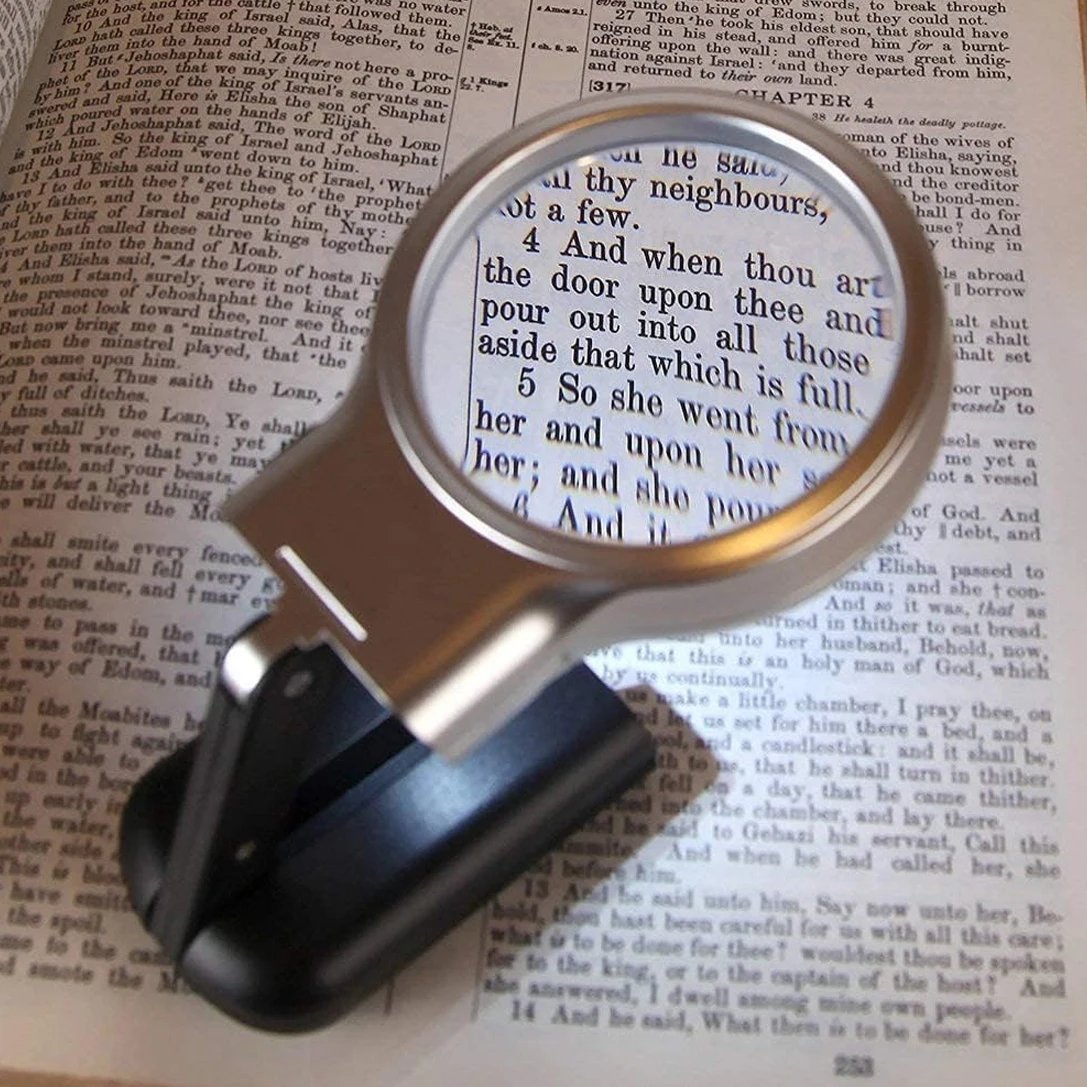 

Hand Magnifier 3X Magnifying Glass On Stand With Led Light Jewelers Loupe Portable Folding Magnifying Glasses Hands-Free Light