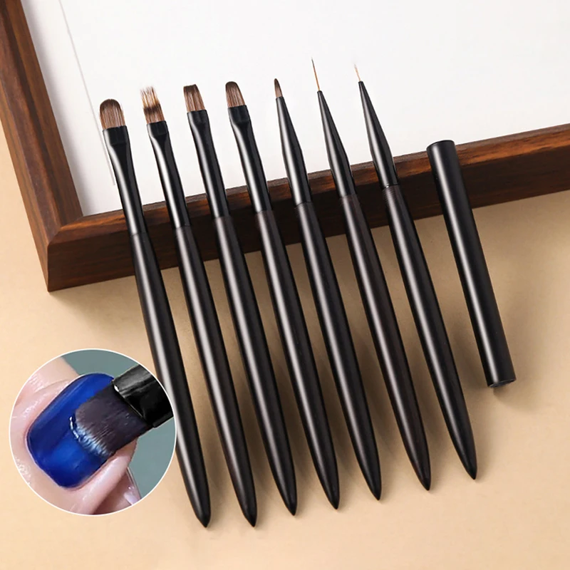 Sandalwood Handle Gradient Blooming Brushes Effect Nail UV Gel Liner Brush Drawing Pen Stripes Flower Nail Art Painting Tools