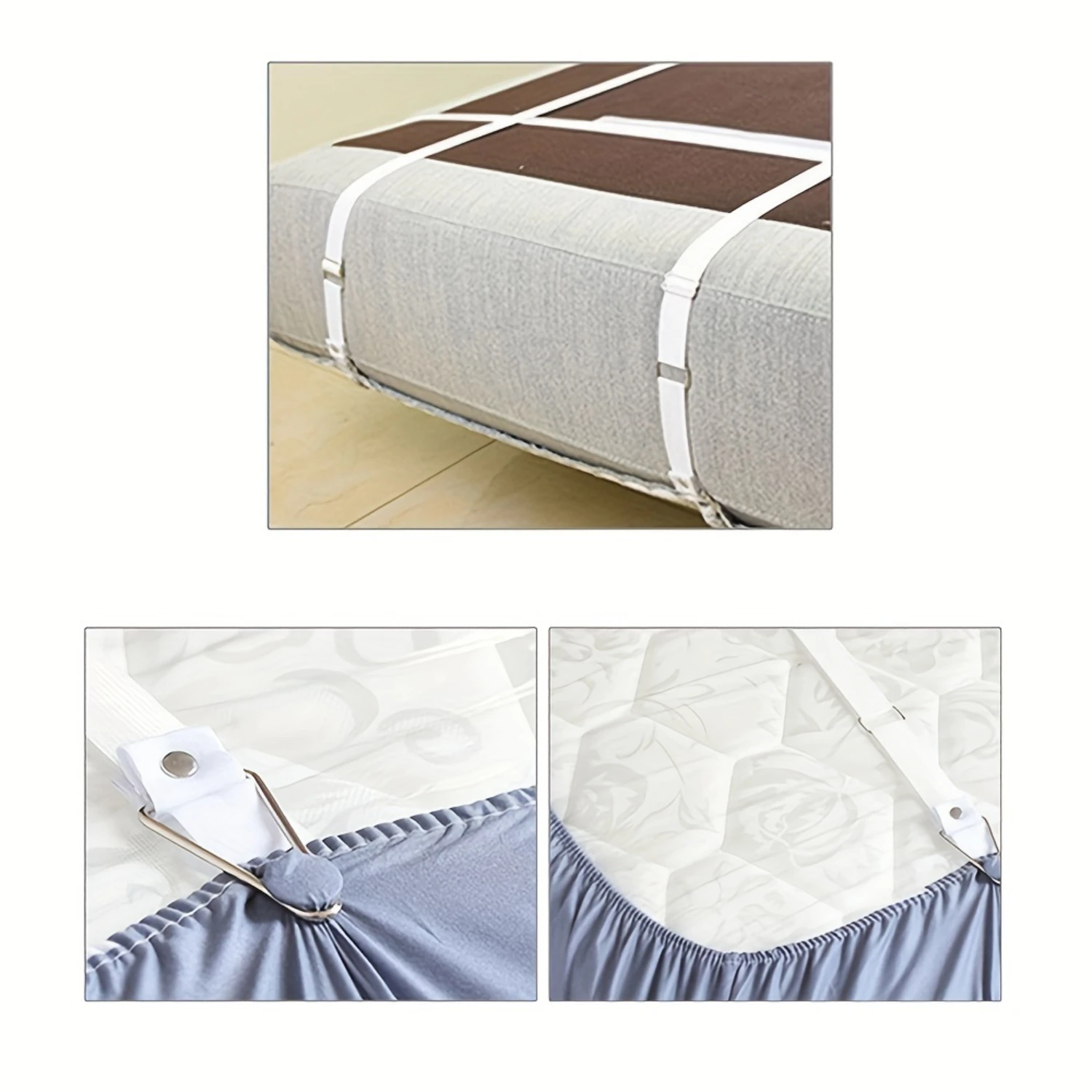 4pcs Bed Sheet Holder Straps Adjustable Fitted Sheet Clips Non-slip Bed Sheet Fastener Suspenders Elastic Mattress Pad Gripper S