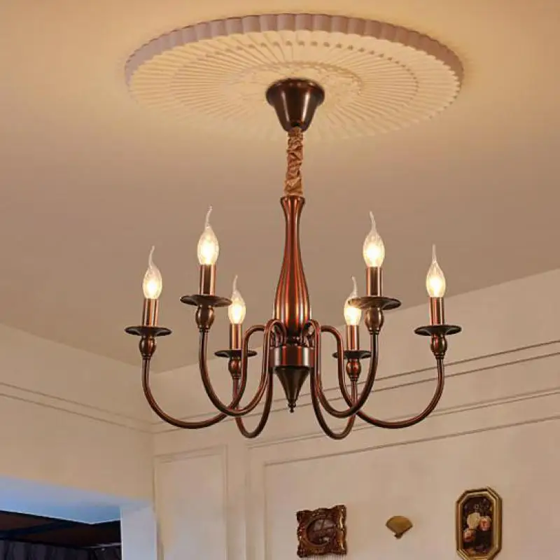 Antique Bronze wrought Iron Chandeliers Led candle hanging light for Restaurant Showcase Kitchen Loft Bar lighting New Arrival