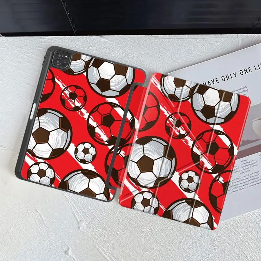 

Holder Cover Tablet Case For iPad Air 4 5 M3 M2 M4 11inch Pro 2025 Pro 11th 10th 9th 8th 7th 12.9inch Mini 6 7 Red Football