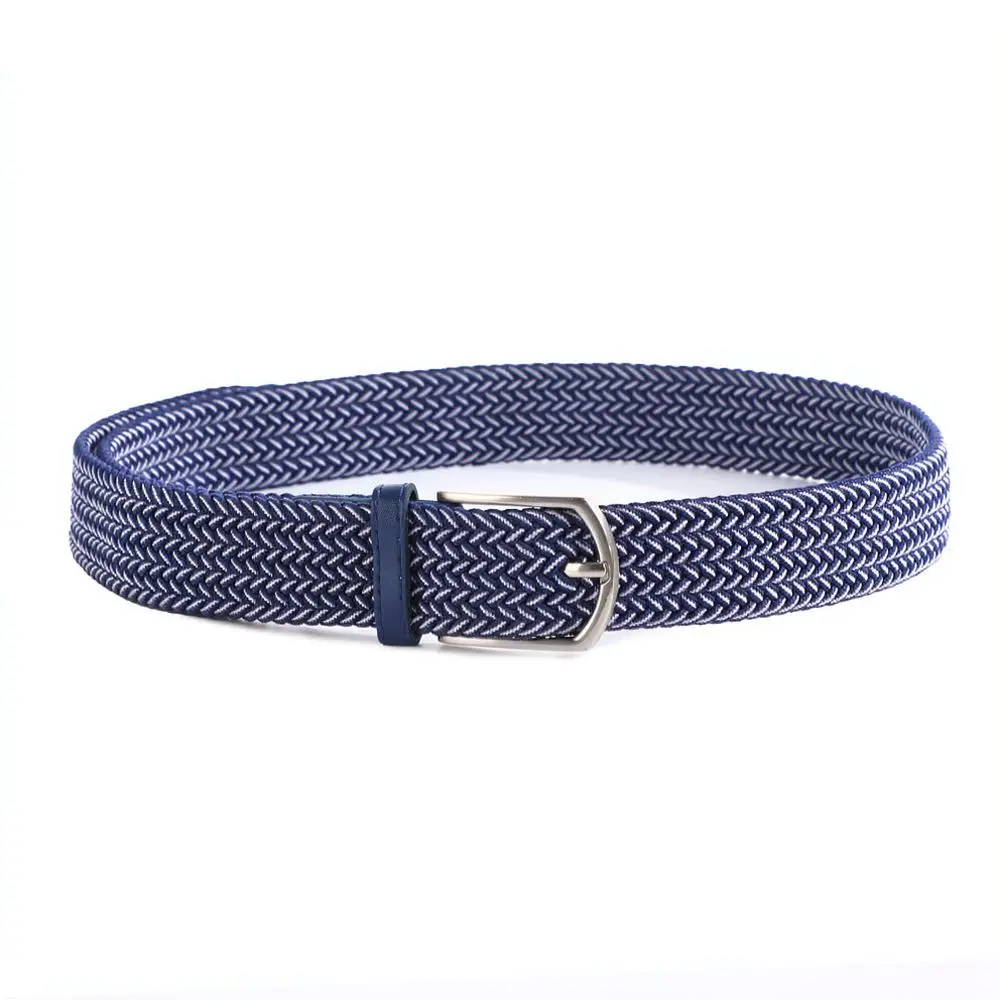 Fashion Unisex Elastic Woven Belt Alloy Pin Buckle Braided Waistband Adjustable Stretchy Strap For Casual Outdoor Activity