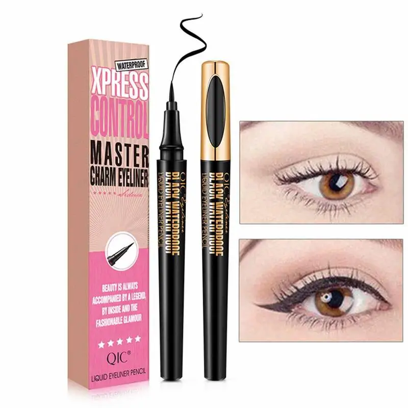 Czarny płyn eyeliner wodoodporny, długi trwały eyeliner kredka szybkie suszenie nie kwitną naturalne eyeliner pióro na płynny kosmetyczne