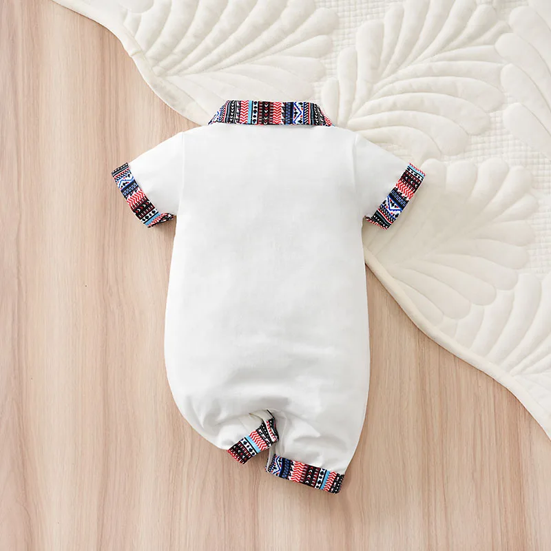 Newborn Baby Boys Summer Ramadan Festival Retro Geometric Style Jumpsuit for 0-18M
