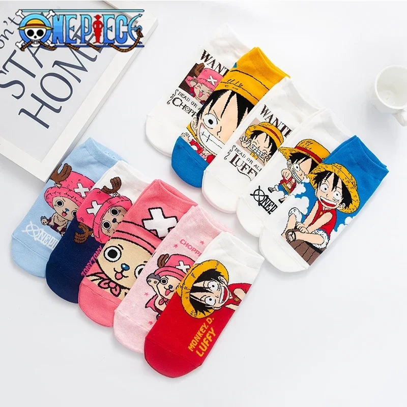 Anime One Piece Kawaii Socks Luffy Zoro Chopper Short Socks Cartoon Spring Autumn Anime Peripherals Children Socks Boys Gifts