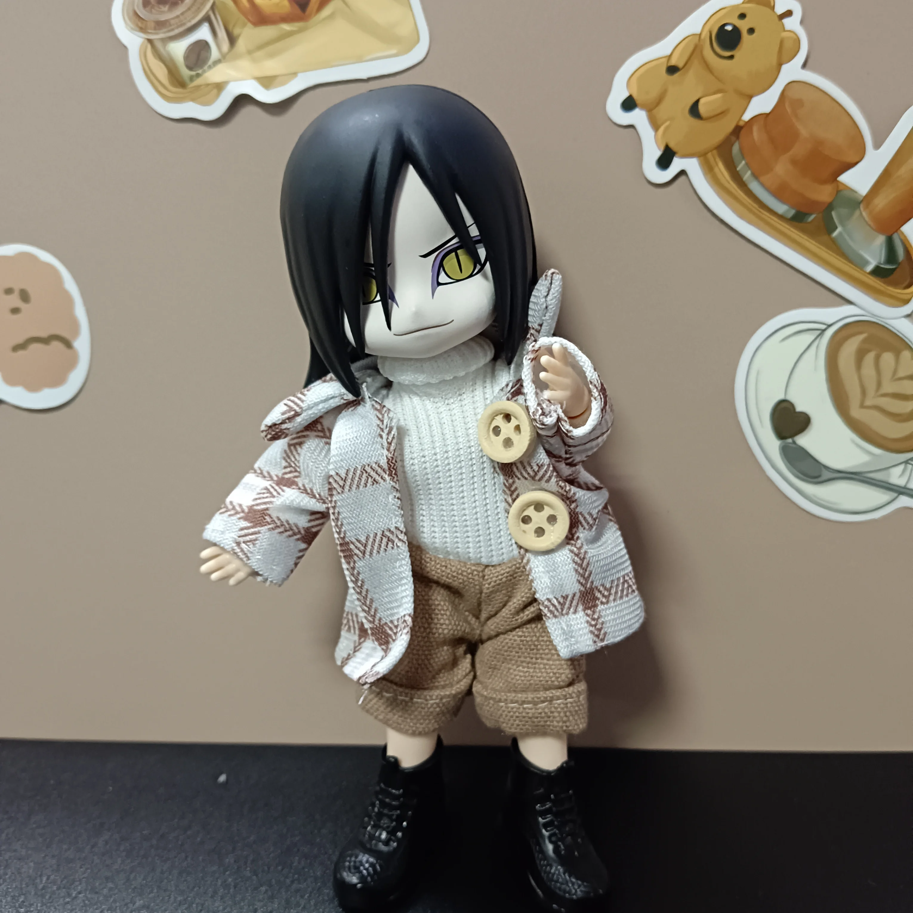 Ob11 1/12 NARUTO Anime Orochimaru BJD Model Doll School Uniforms Commoner Action Figure Toy Decoration 14cm Collection