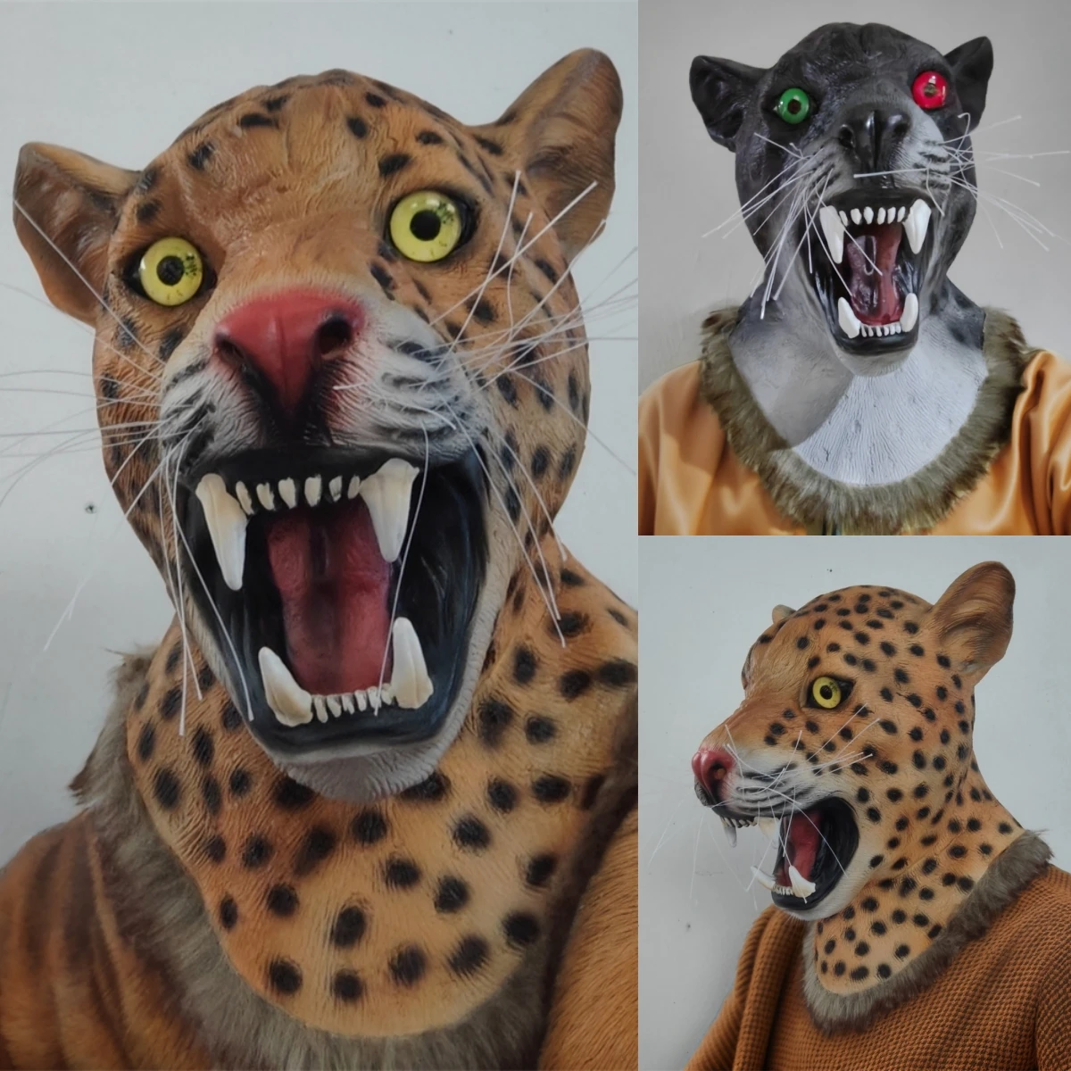 African Leopard Mask Animal Fancy Dress Party Cosplay Realistic Panther Latex Mask Halloween Revelry Prank Prop Funny Tiger Mask