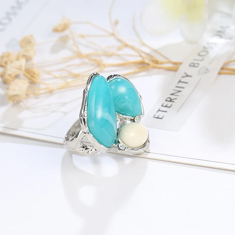 European and American New Fashionable Exquisite Alien Geometric Zircon Ring Party Elegant Versatile Exquisite Jewelry