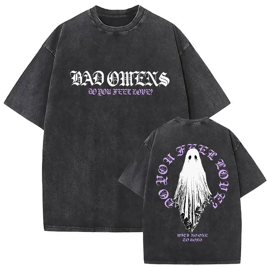 Rock Band Bad Omens Do You Feel Love Tour 2026 Vintage Washed T-shirt Men Women Clothing High Quality Cotton Oversized T Shirts