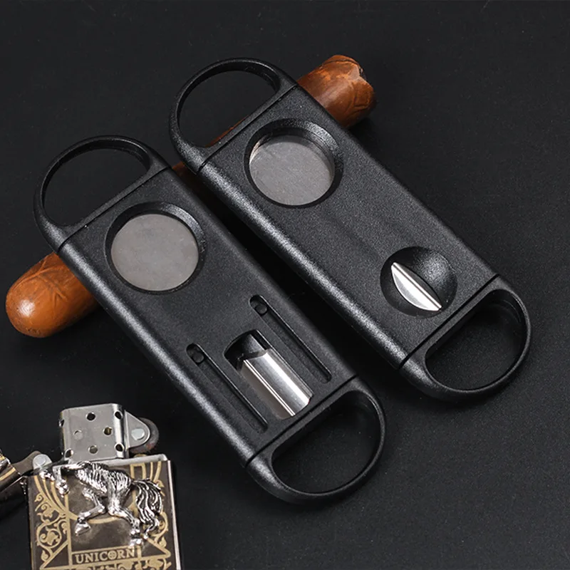 2021 NEW Cigar Cutter Sharp Stainless Steel Cigar Guillotine Black Pocket V-Cut Cigar Accessories Scissors Drop Shipping