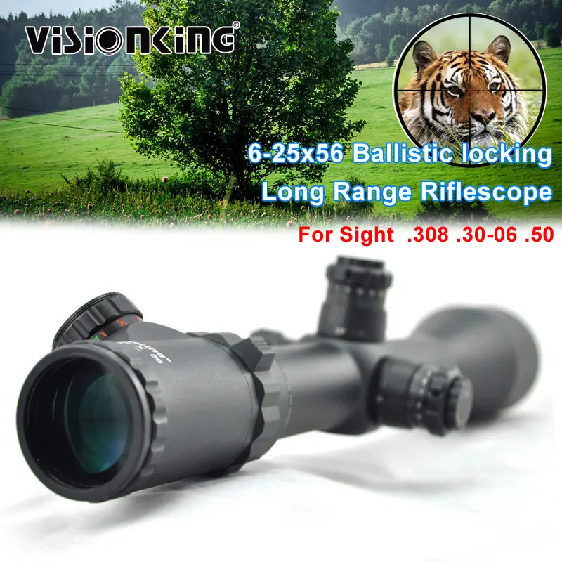 Visionking 35mm Tube 6-25x56 Sniper Riflescope Illuminated Night Vision  Long Range Hunting Scope Waterproof Optical Sight .50