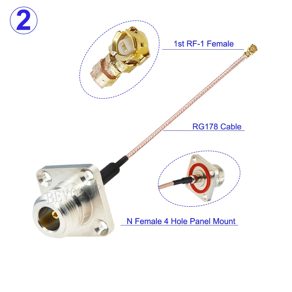 1 stks RG-178 U.FL IPX-1 Vrouwelijke naar N Mannelijke/Vrouwelijke Rechte Connector N naar IPX RG178 Kabel Pigtail RF Coaxiale WIFI WLAN 10 cm-50 cm - afbeelding 1