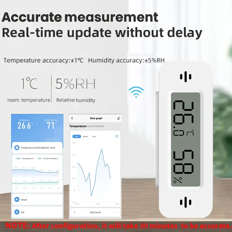 Imagem -05 - Tuya Wifi Zigbee Mini Temperatura Umidade para Casa Inteligente Termômetro Higrômetro App Trabalho Remoto com Google Casa Yandex Alexa