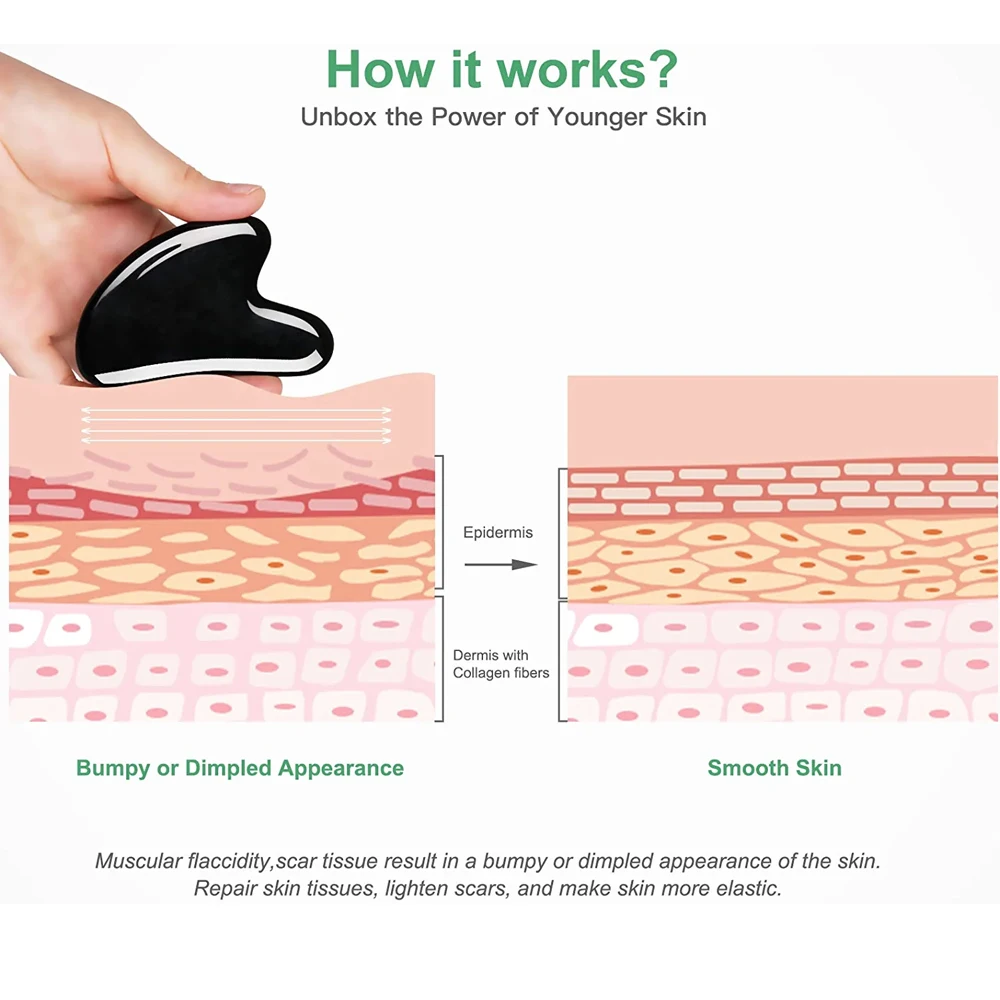 Black Obsidian Gua Sha Scraping Facial Massage Tool Natural Jade Stone Board for SPA Acupuncture Therapy Trigger Point for Body