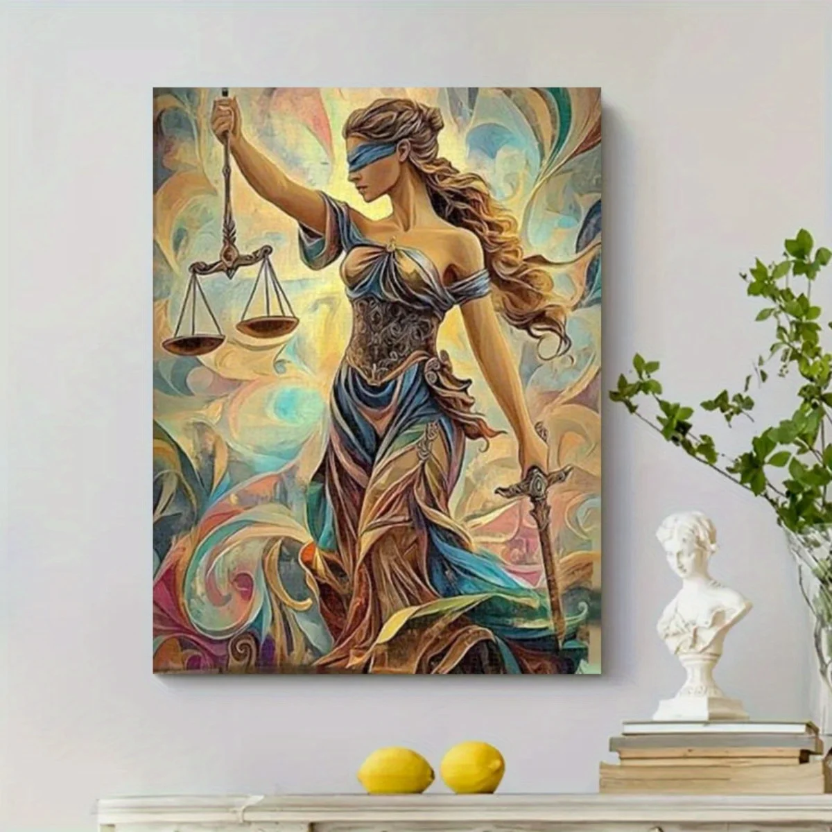 1000 قطعة من لغز العدالة للسيدات مع موازين العدالة والسيف - عداد السيدة معصوب العينين، لغز تشالنجر كبير بدون إطار لـ A