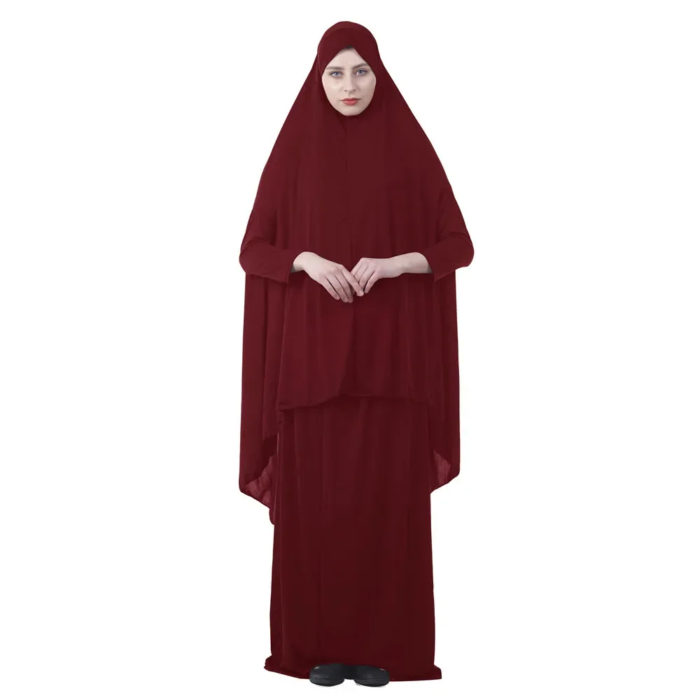 Conjunto de falda Khimar con capucha para mujer musulmana, ropa islámica de Ramadán, Eid Djellaba, Abaya, Turquía, caftán, vestido de oración, 2 piezas