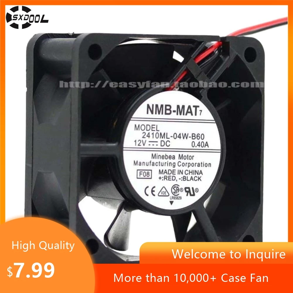 

60mm Fan for NMB 2410ML-04W-B60 12V 0.40A 60x60x25mm Dual Ball Cooling Fan for Systems & Electronics