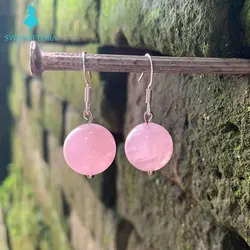 Natural Rose Quartz Earrings Silver 925 Original Gemstone Women High Quality Jewelry Design Handmade