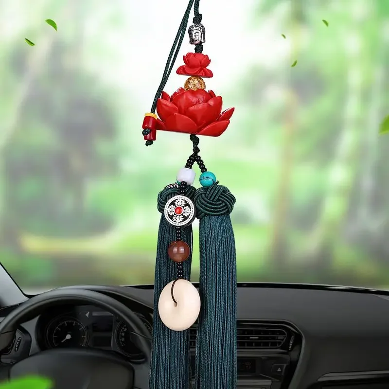 Pendentif de voiture suspendu de sécurité en feuille d'or, pompon continu, ornements intérieurs de voiture, pendentif Cinabre Annie, bonne chance, nouveau