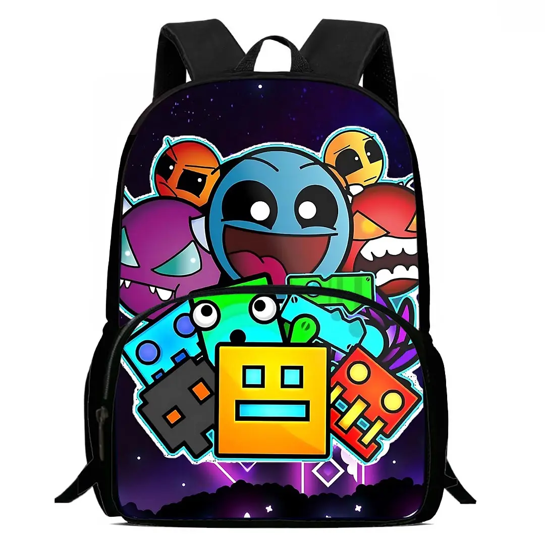 Angry Geometry Dash Kids Backpacks Boy and Girls Student Birthday Gift Child School Bags Large Capacity Camping Durable Rucksack