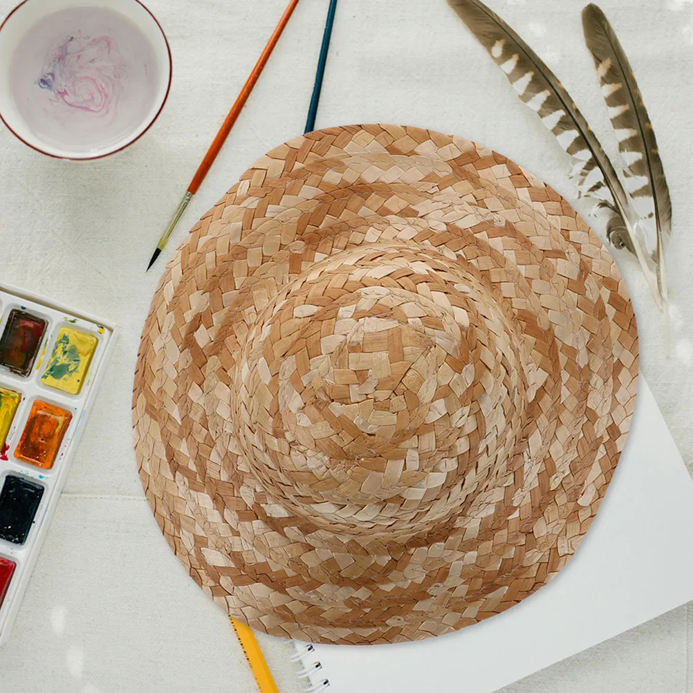 5 piezas de sombreros de paja en blanco para pintar, mini sombreros de paja para manualidades, decoración del hogar, sombreros para grafiti infantiles, suministros de bricolaje, mini gorras para manualidades.
