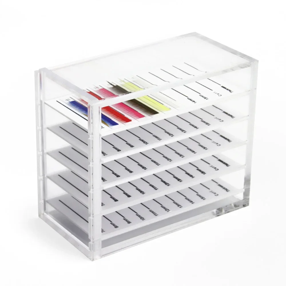 Multifunctional False Eyelashes Storage Box Organizer with 5 Layers Acrylic Pallet Lash Holder