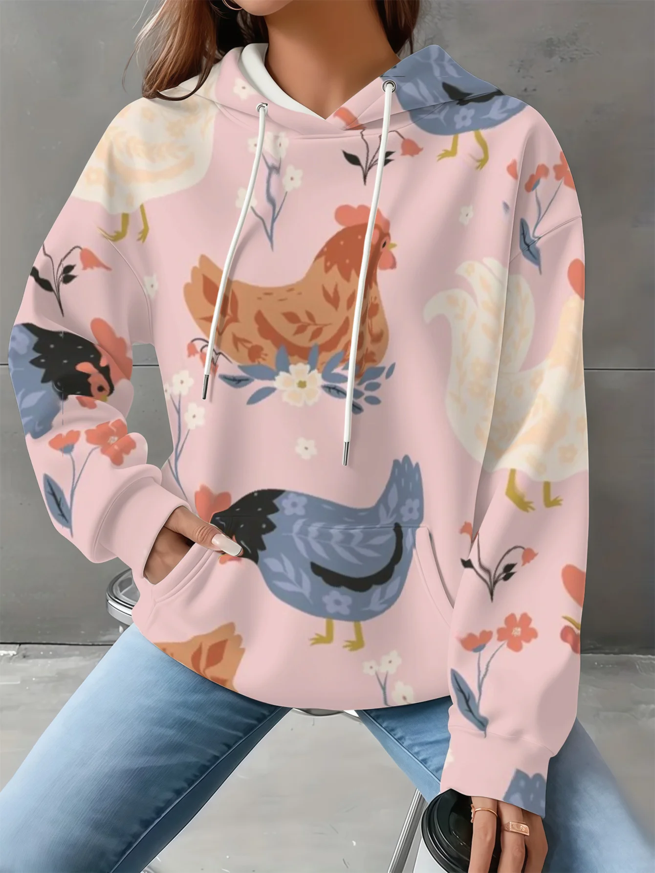 Flower 3D Printed Hooded Sweatshirt for Women's Fashion Super Large Hooded Sweatshirt for Women's Animal Sports Shirt
