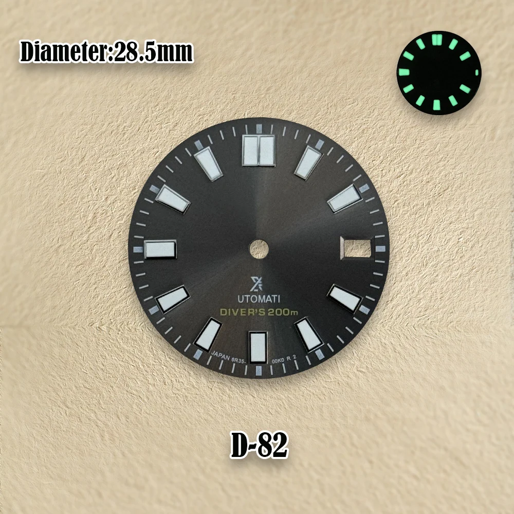 28.5mm Sunray Diver's Dial NH35 Dial C3 Green Luminous Suitable For NH35/NH36/7S Movement Watch Accessories with S Logo